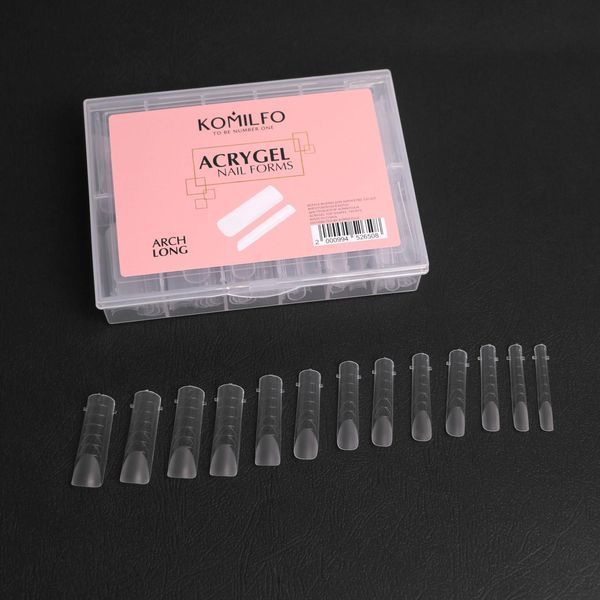 Komilfo Top Nail Forms, Long Arch - Верхні форми для нарощування, арочні, довгі, 130 шт 456066 456066 фото